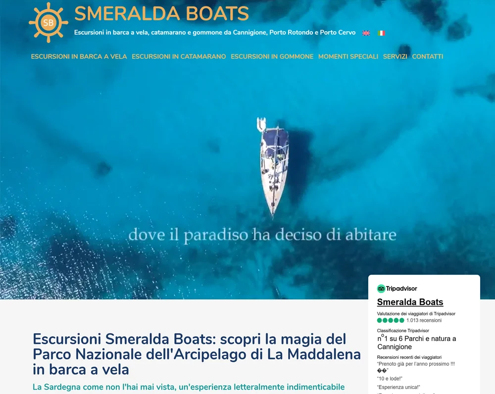 Homepage sito Smeralda Boats