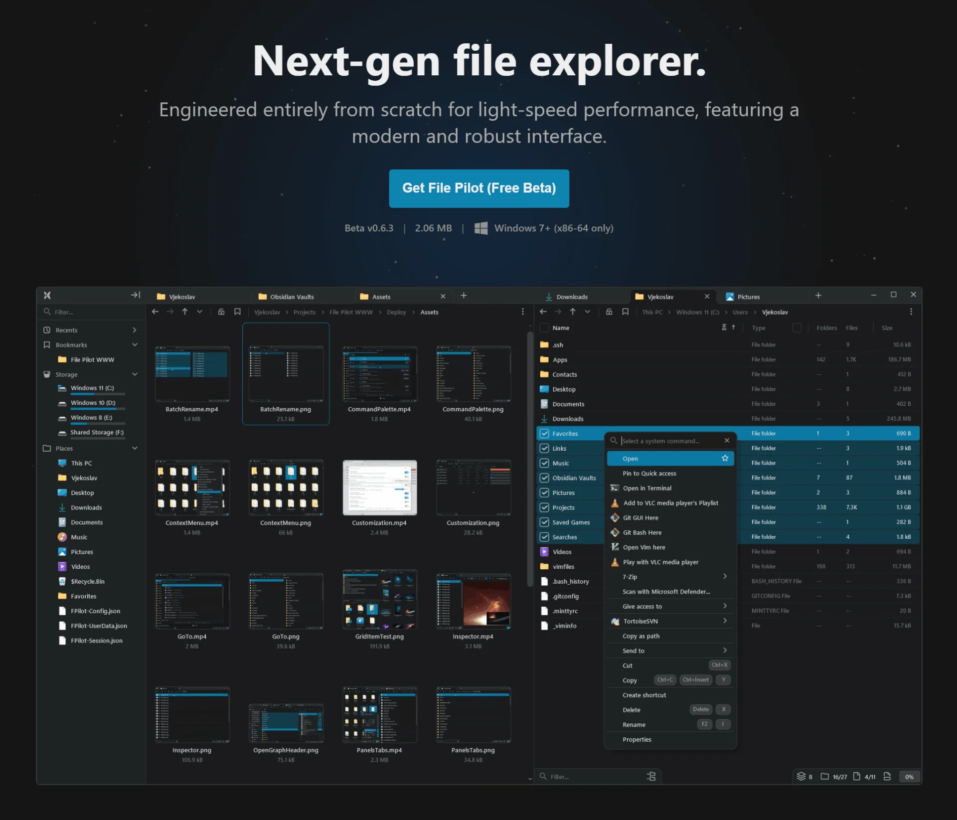Homepage del sito FilePilot